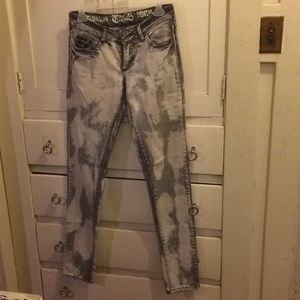 Grey, bleach splatter look, size 7/8 jeans